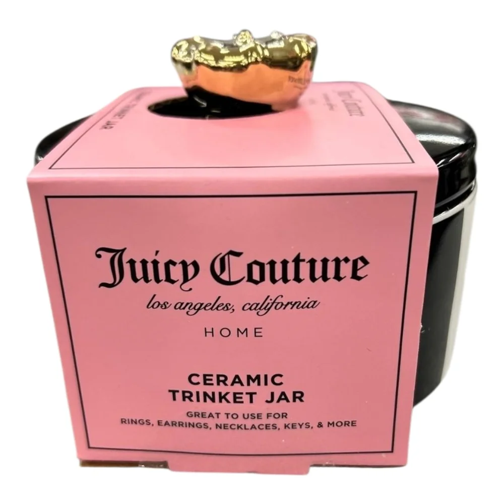Juicy Ceramic Trinket Jar with Black and White Stripes